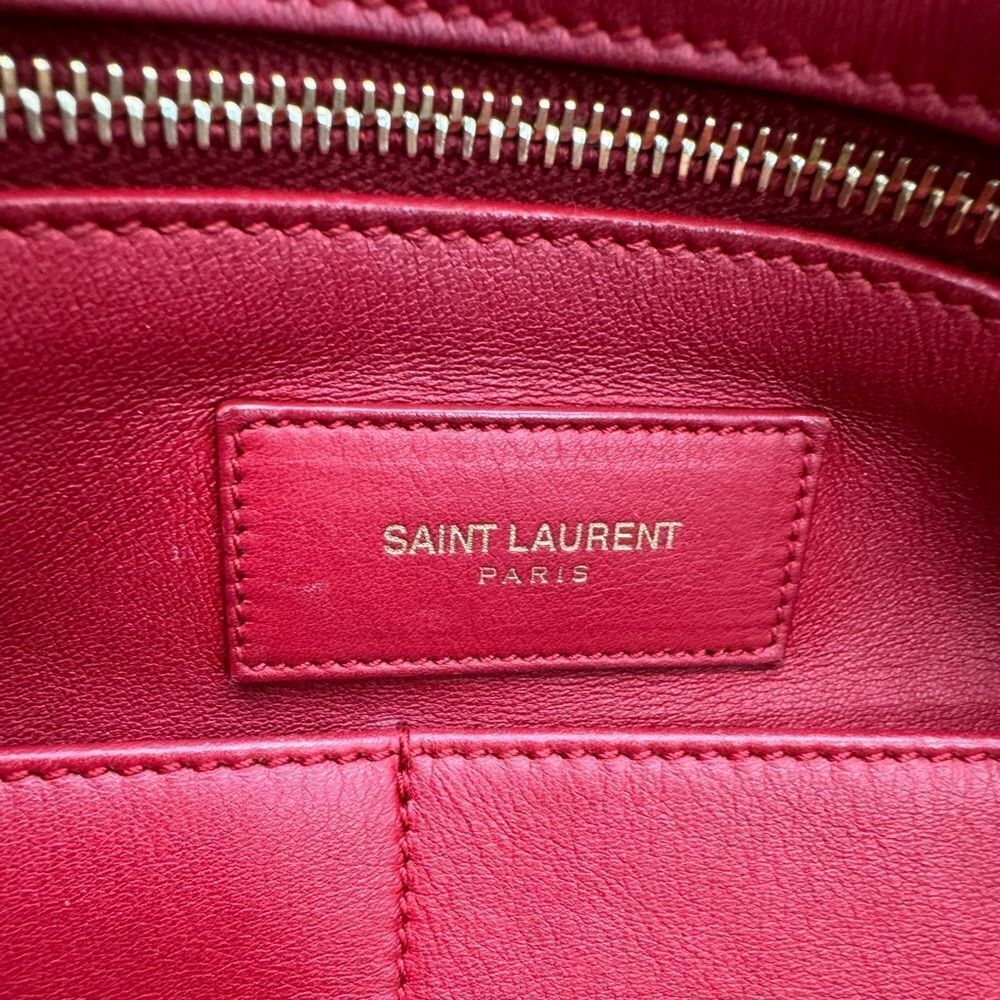 Saint Laurent Large Ligne Y Cabas Soft Red Leather Chyc Sac Tote Bag Satchel - Picture 16 of 16